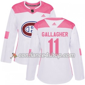 Adidas Maillot de Hockey Montreal Canadiens Brendan Gallagher 11 2017-2018 Blanc Rose Fashion Authentic - Femme